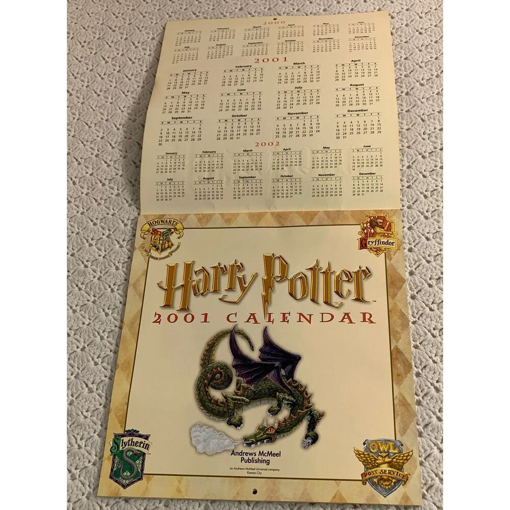 Lot 2 Vintage Harry Potter calendar 2001 Hogwarts Gryffindor 2002 Philosophers